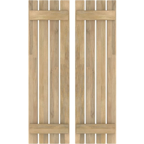 Ekena Millwork Americraft 4-Board, 2 Batten Exterior Real Wood Spaced Board-n-Batten Shutters, ARW101SB415X47UNH, PR ARW101SB415X47UNH - main